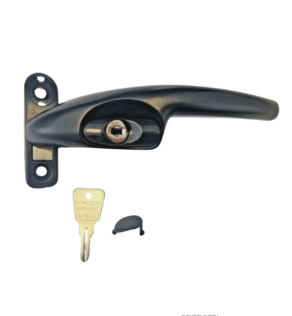 WINLOCK Inline windows handle-Universal for aluminum and upvc-BLACK- RIGHT hand